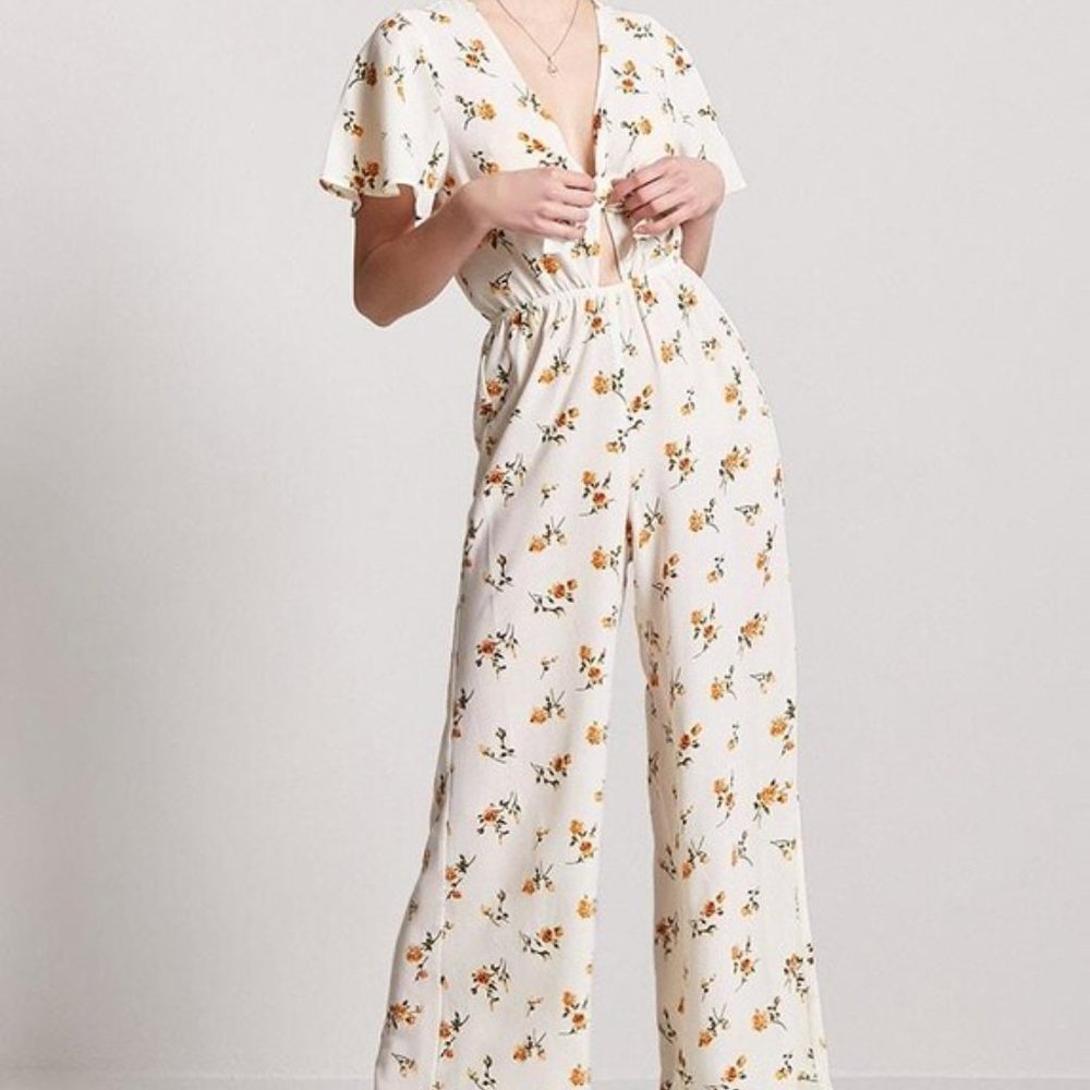 Floral V-Neckline Jumpsuit